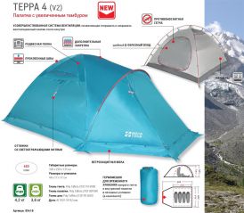Nova Tour Терра 4 V2 палатка с в/з юбкой